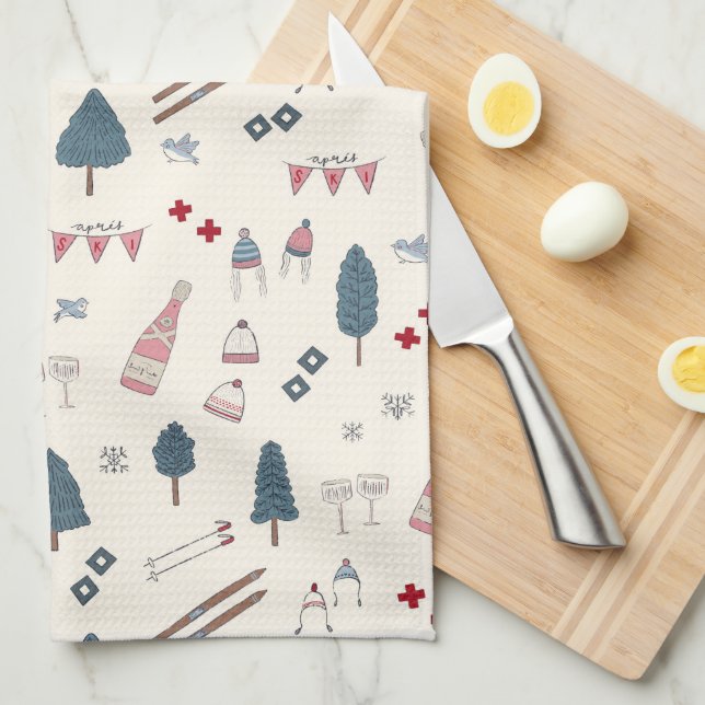 Linge De Cuisine Apres Ski Cabine Décor Champagne (Quart Plié)