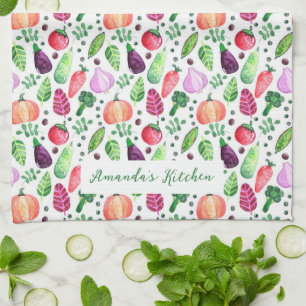Linge De Cuisine Apron Motif de jardin végétal aquarelle