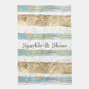 Linge De Cuisine Aqua Blue Gold Parties scintillant Confetti Zebra 