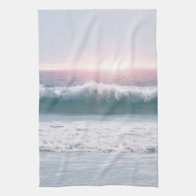 Linge De Cuisine Aqua Blue Ocean Wave Sunset Art Cuisine (Vertical)