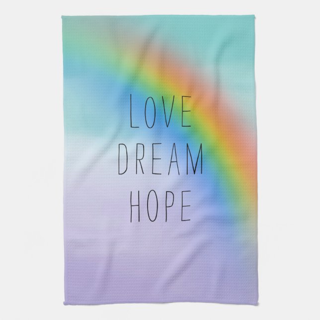 Linge De Cuisine Aqua Purple Rainbow Inspirational Love Dream Hope (Vertical)