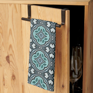Linge De Cuisine Aqua Turquoise Turquoise Bleu Vert Bohème Tribal A