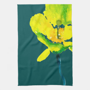 Linge De Cuisine Aquarelle abstraite jaune lâche floral