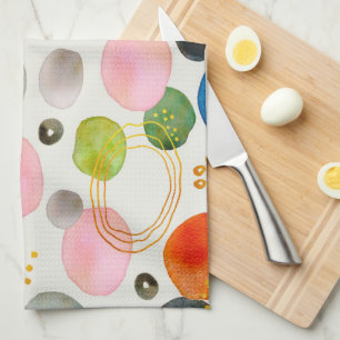 Linge De Cuisine Aquarelle Abstraite Pebble Gold Parties scintillan