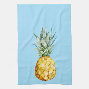 Linge De Cuisine Aquarelle ananas été Tropical bleu