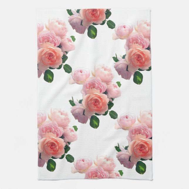 Linge De Cuisine Aquarelle Art rose Roses rouges Modèle (Vertical)