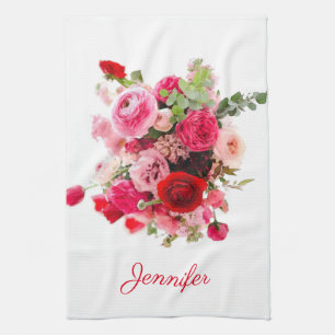 Linge De Cuisine Aquarelle Art rose Roses rouges Moderne Personnali