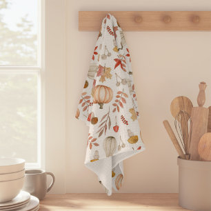 Linge De Cuisine Aquarelle automne Feuilles d'automne Citrouille ch