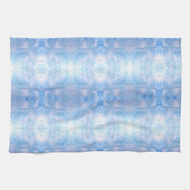 Linge De Cuisine Aquarelle bleu Cravate-teinture Aquarelle géométri (Horizontal)