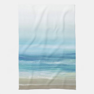 Linge De Cuisine Aquarelle Bleu de mer Vagues océaniques Côte