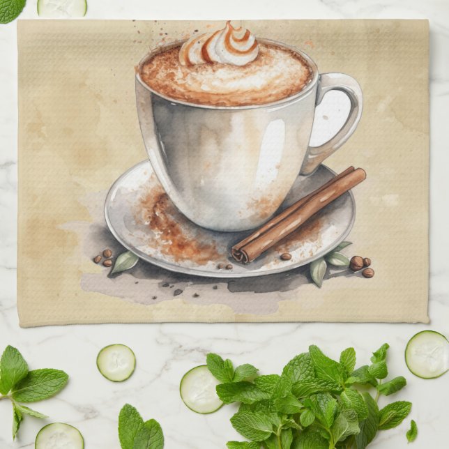 Linge De Cuisine Aquarelle Café Dessert Cuisine Art (Plié)