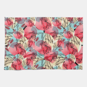 Linge De Cuisine Aquarelle chaude froide Florale géométrique