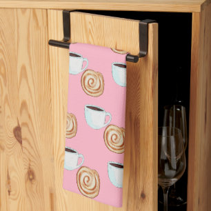 Linge De Cuisine Aquarelle Cinnamon Bun Pastry Café