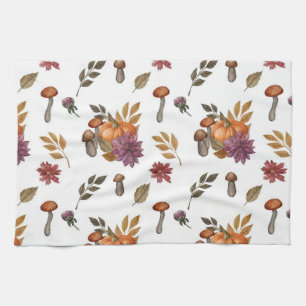 Linge De Cuisine Aquarelle Citrouille Champignons Automne Automne T