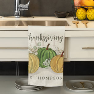 Linge De Cuisine Aquarelle Citrouille simple Bon thanksgiving gourd