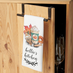 Linge De Cuisine Aquarelle Citrouille Spice Coffee   Happy Fall Y'a