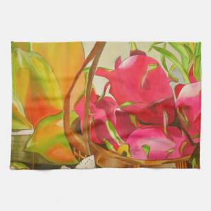 Linge De Cuisine Aquarelle de fruits tropicaux art original vie mor