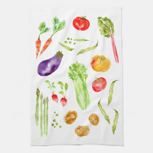 Linge De Cuisine Aquarelle de légumes colorés amusants