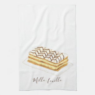 Linge De Cuisine Aquarelle de pâtisserie de feuille de ille
