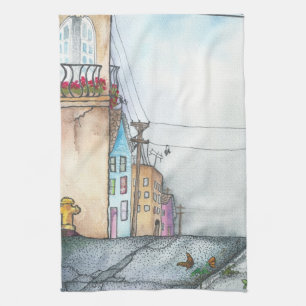 Linge De Cuisine Aquarelle de voisinage de San Francisco