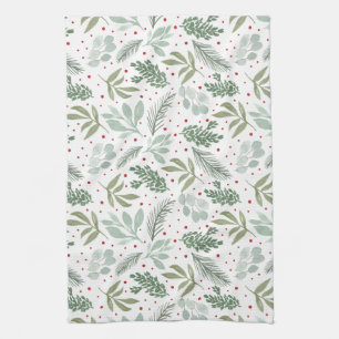 Linge De Cuisine Aquarelle d'hiver Russe Vacances Garland Pine Roug