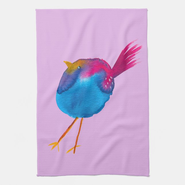 Linge De Cuisine Aquarelle d'oiseau bleu (Vertical)