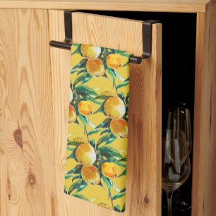 Linge De Cuisine Aquarelle d'orange fraîche  Œuvre d'art sur les ag