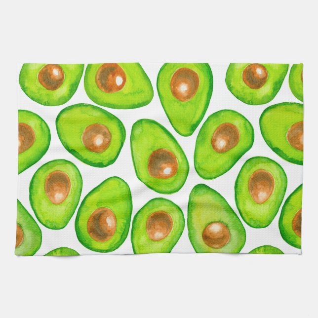Linge De Cuisine Aquarelle en tranches d'Avocado (Horizontal)
