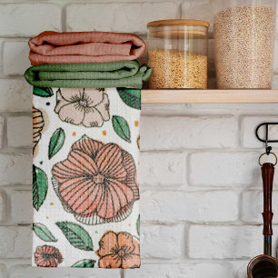 Linge De Cuisine Aquarelle et fleurs d'encre - palette vintage