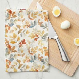 Linge De Cuisine Aquarelle Feuilles Automnes - Cosy Fall Nature