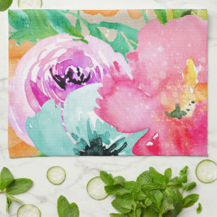 Linge De Cuisine Aquarelle fleurie de printemps brillante moderne