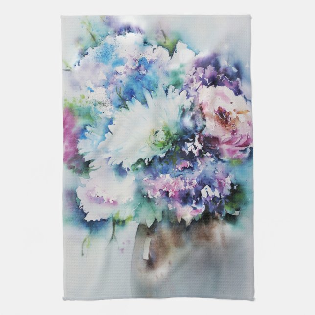 Linge De Cuisine Aquarelle Florale (Vertical)