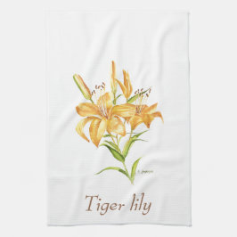 Linge De Cuisine Aquarelle florale de lys de tigre