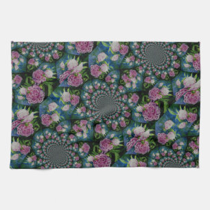 Linge De Cuisine Aquarelle florale de pivoine rose blanc