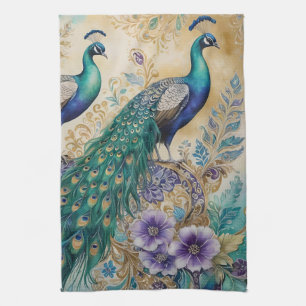 Linge De Cuisine Aquarelle florale Paisley Peacock
