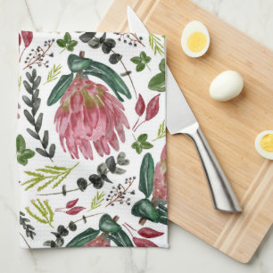 Linge De Cuisine Aquarelle florale Protea Botanique
