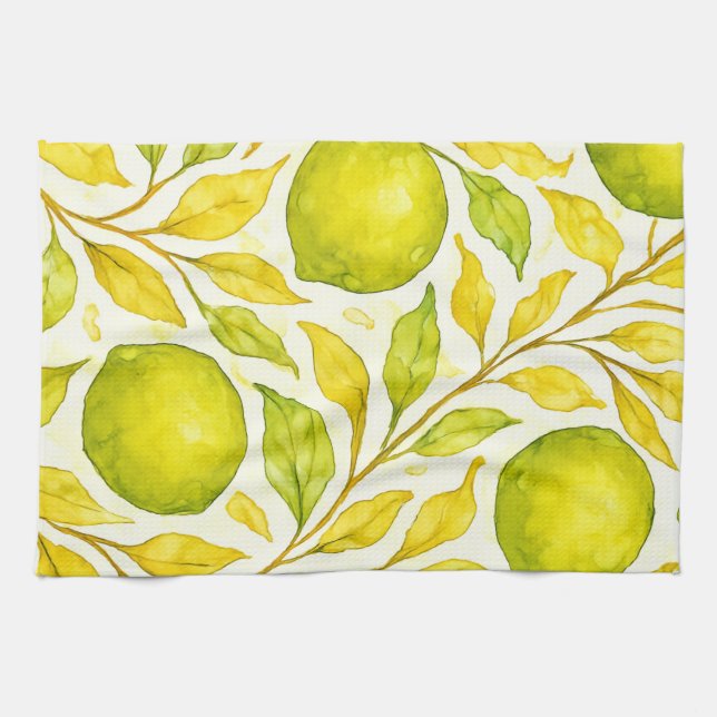Linge De Cuisine Aquarelle Fruit citron Motif sans joint (Horizontal)