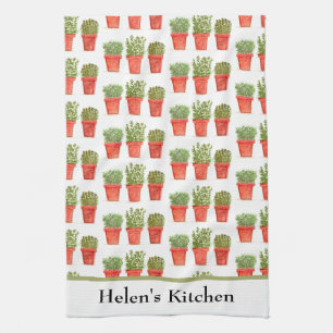 Linge De Cuisine Aquarelle Herbes Thyme Rosemary Oregano Plantes