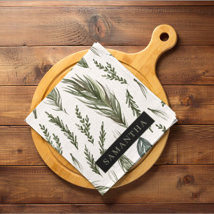 Linge De Cuisine Aquarelle Hiver Vert Motif sans couture