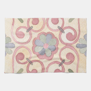Linge De Cuisine Aquarelle italienne espagnole Majolica rose