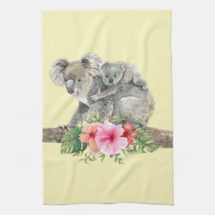 Linge De Cuisine Aquarelle Koala Oears mignonne maman & bébé