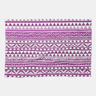 Linge De Cuisine Aquarelle Magenta Motif tribal Aztec Abstrait