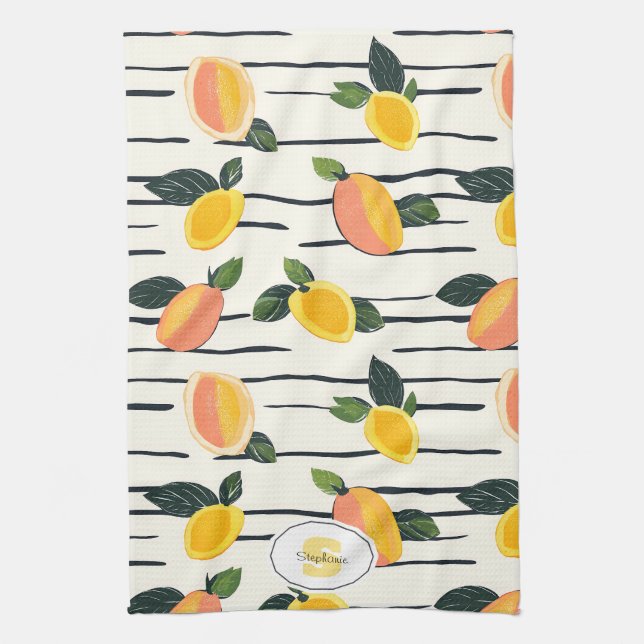 Linge De Cuisine Aquarelle Mango Motif avec Feuilles verts (2) (Vertical)