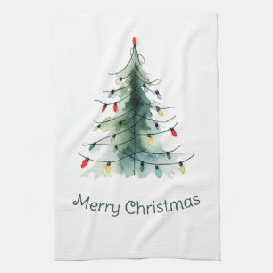 Linge De Cuisine Aquarelle minimaliste Arbre de Noël