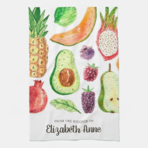 Aquarelle moderne Fruits tropicaux Nom du script a
