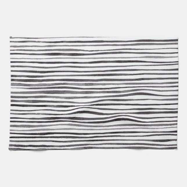 Linge De Cuisine Aquarelle moderne noir et blanc    (Horizontal)