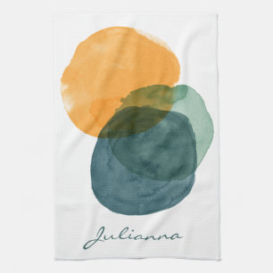 Linge De Cuisine Aquarelle moderne personnalisée Cercle Abstrait