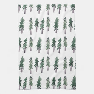 Linge De Cuisine Aquarelle Motif de la forêt de pins
