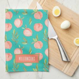 Linge De Cuisine Aquarelle Motif de pêche personnalisée Turquoise
