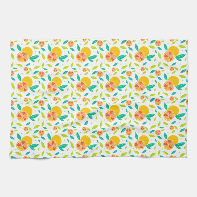 Linge De Cuisine Aquarelle Motif Oranges sucrées (Horizontal)